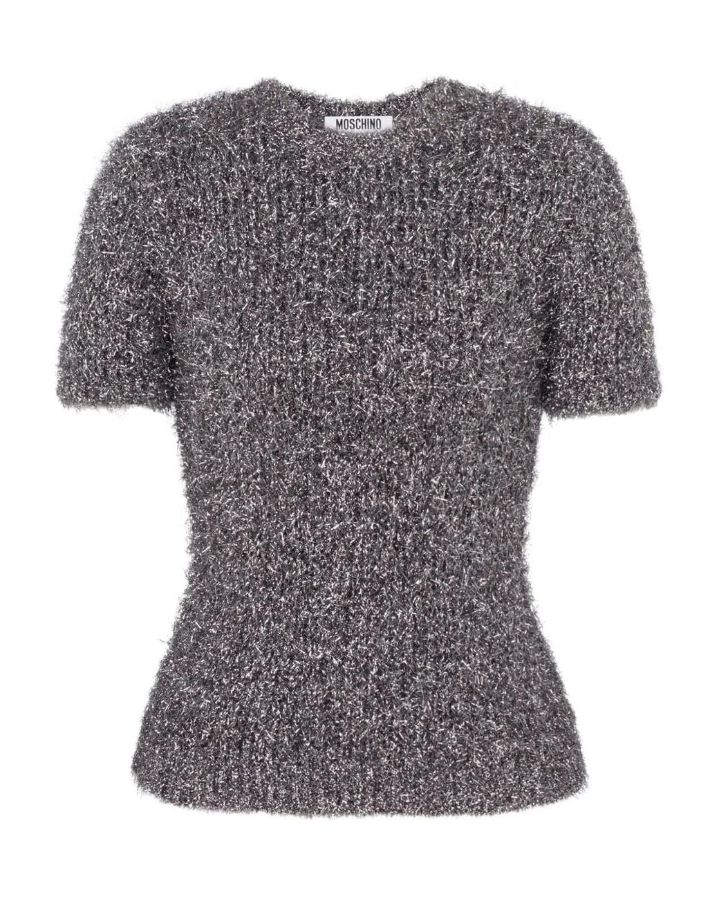 Moschino Gray Short-Sleeves Top