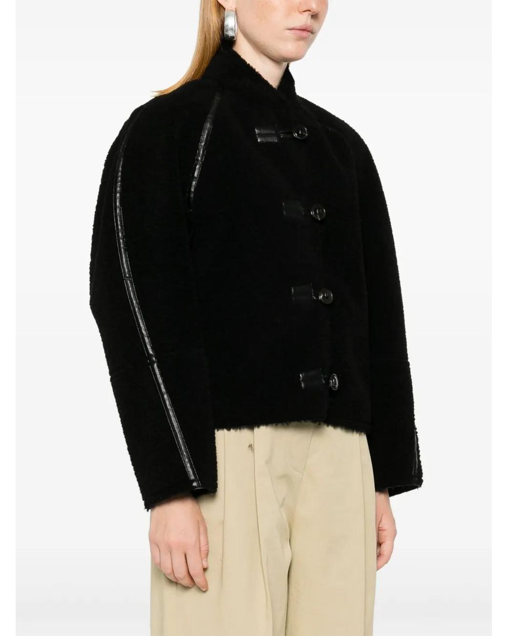 Low Classic Black Faux-Shearling Jacket