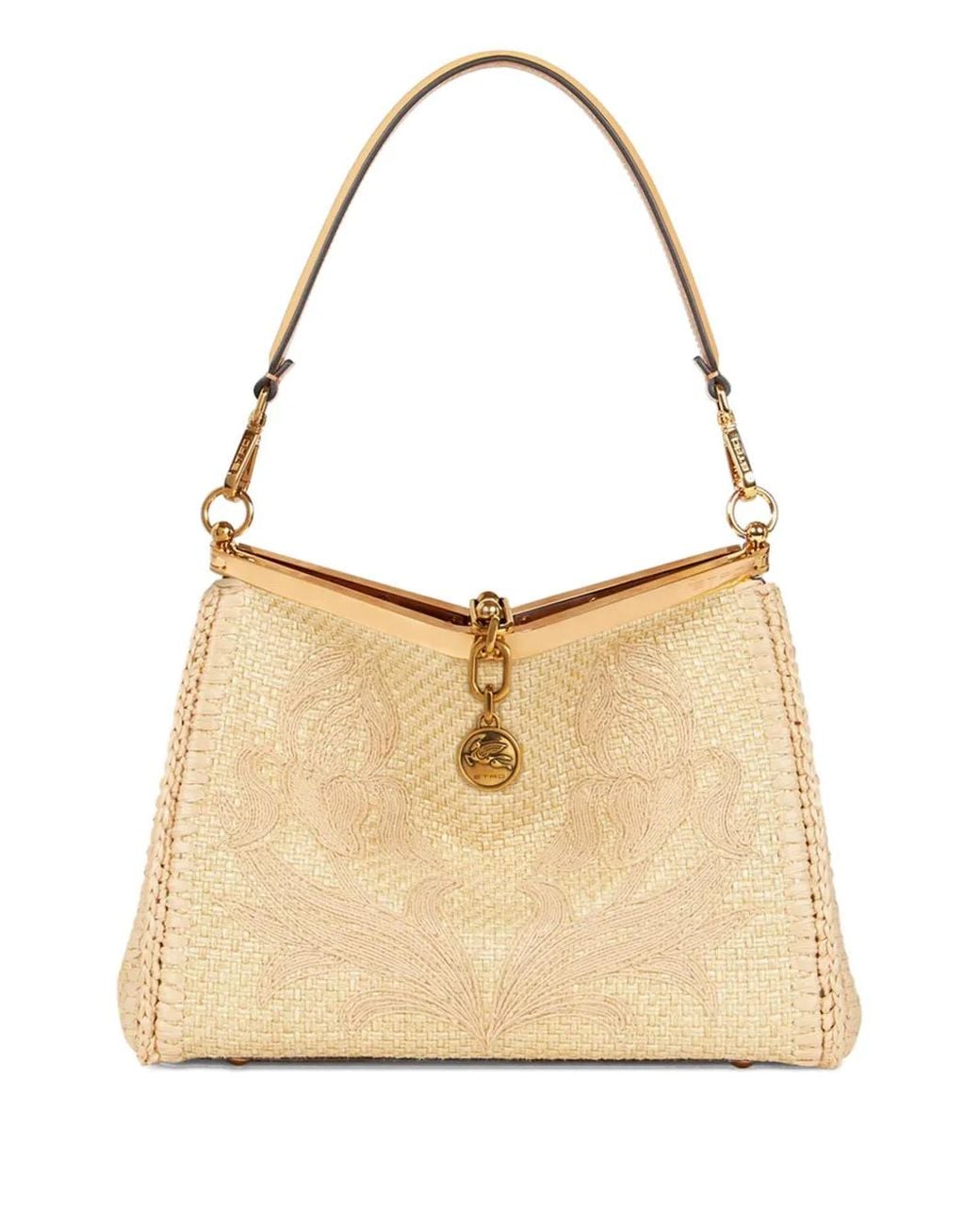 Etro Natural Medium Raffia Vela Bag