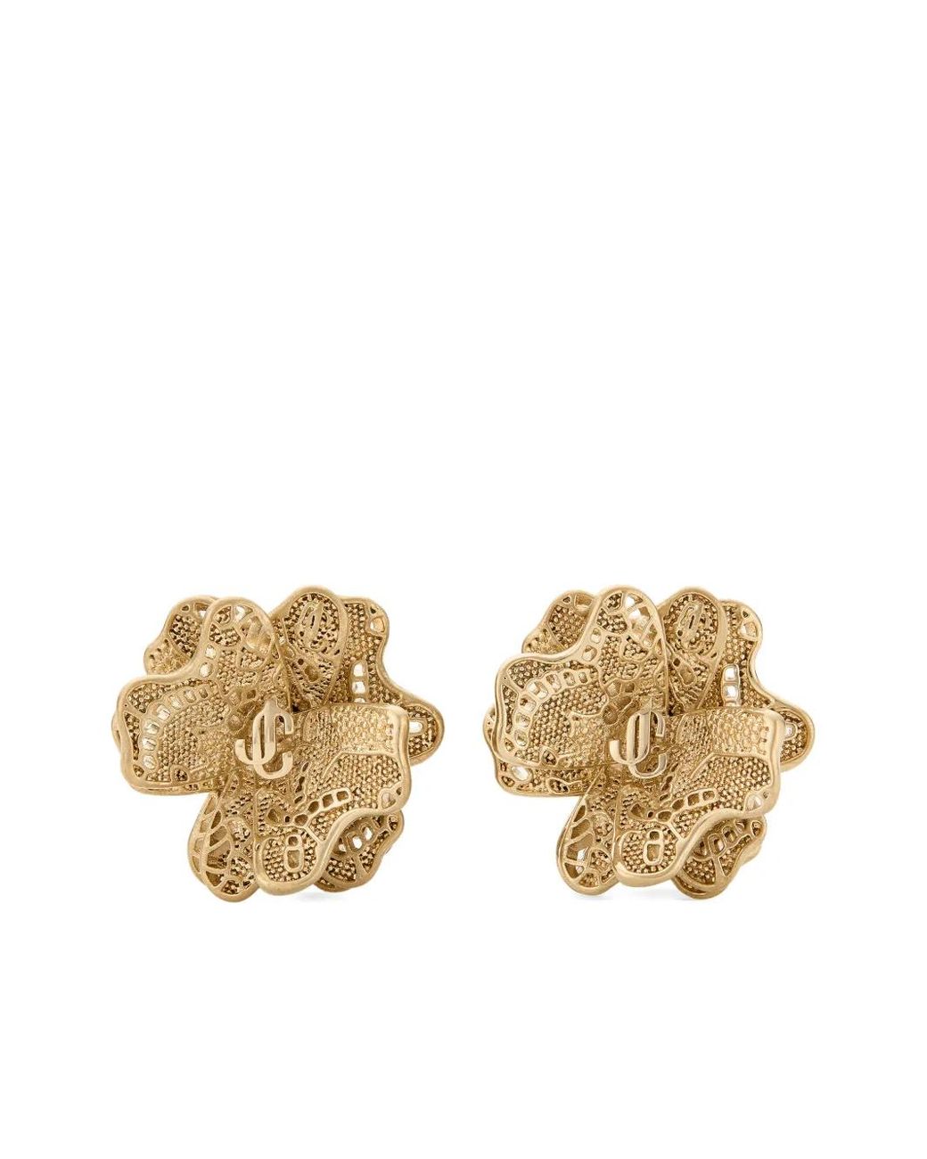 Jimmy Choo Metallic Lace Corsage Studs Earrings