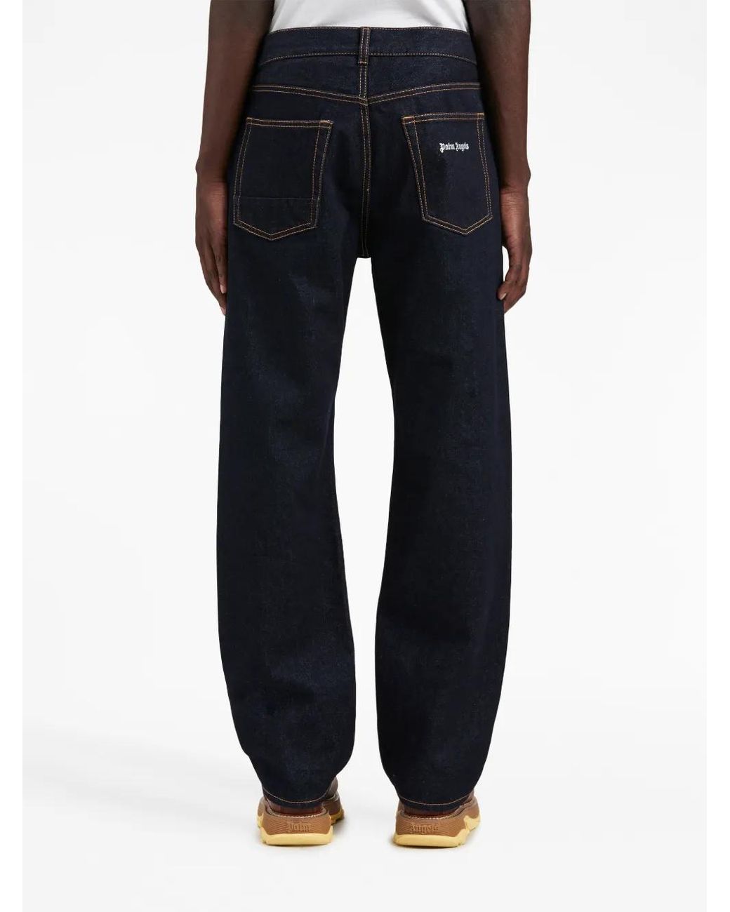 Palm Angels Blue Logo-embroidered Denim Jeans for men