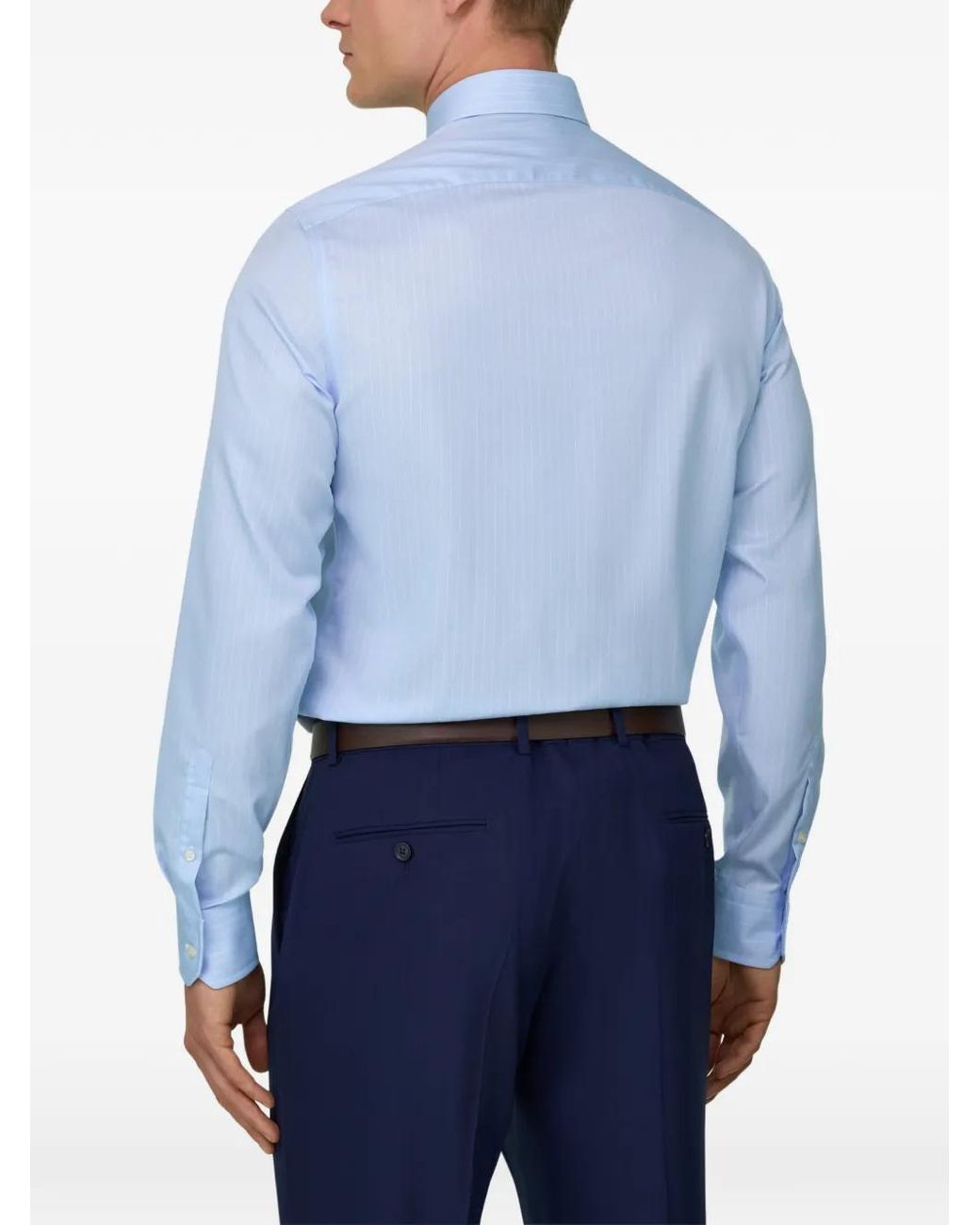 Boggi Blue Striped Windsor-Collar Shirt for men