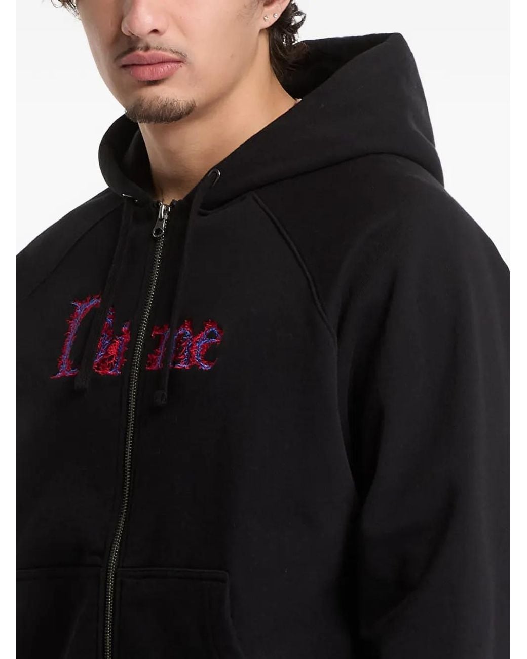 Dime Black Hoodie Veins À Logo Brodé