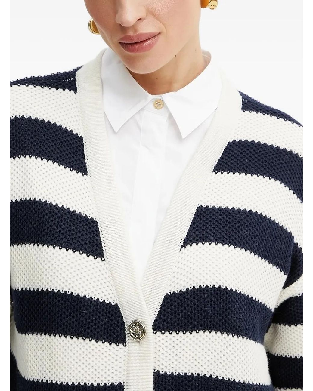 Guess Blue Striped Buttoned Cardigan