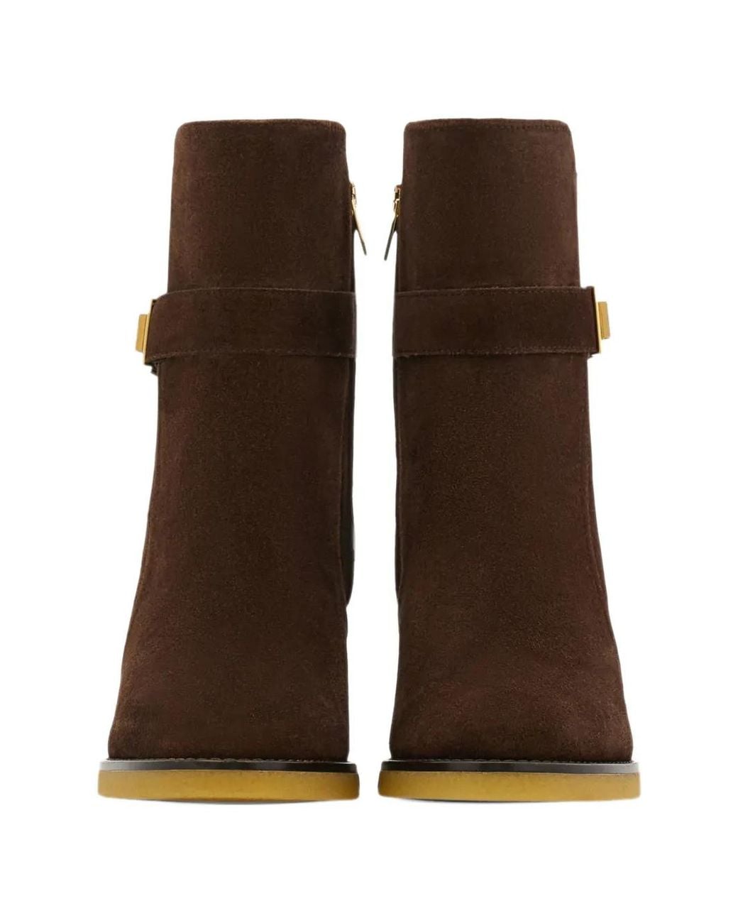 Ferragamo Brown Wedge-Heel Ankle Boots With Hug Buckle