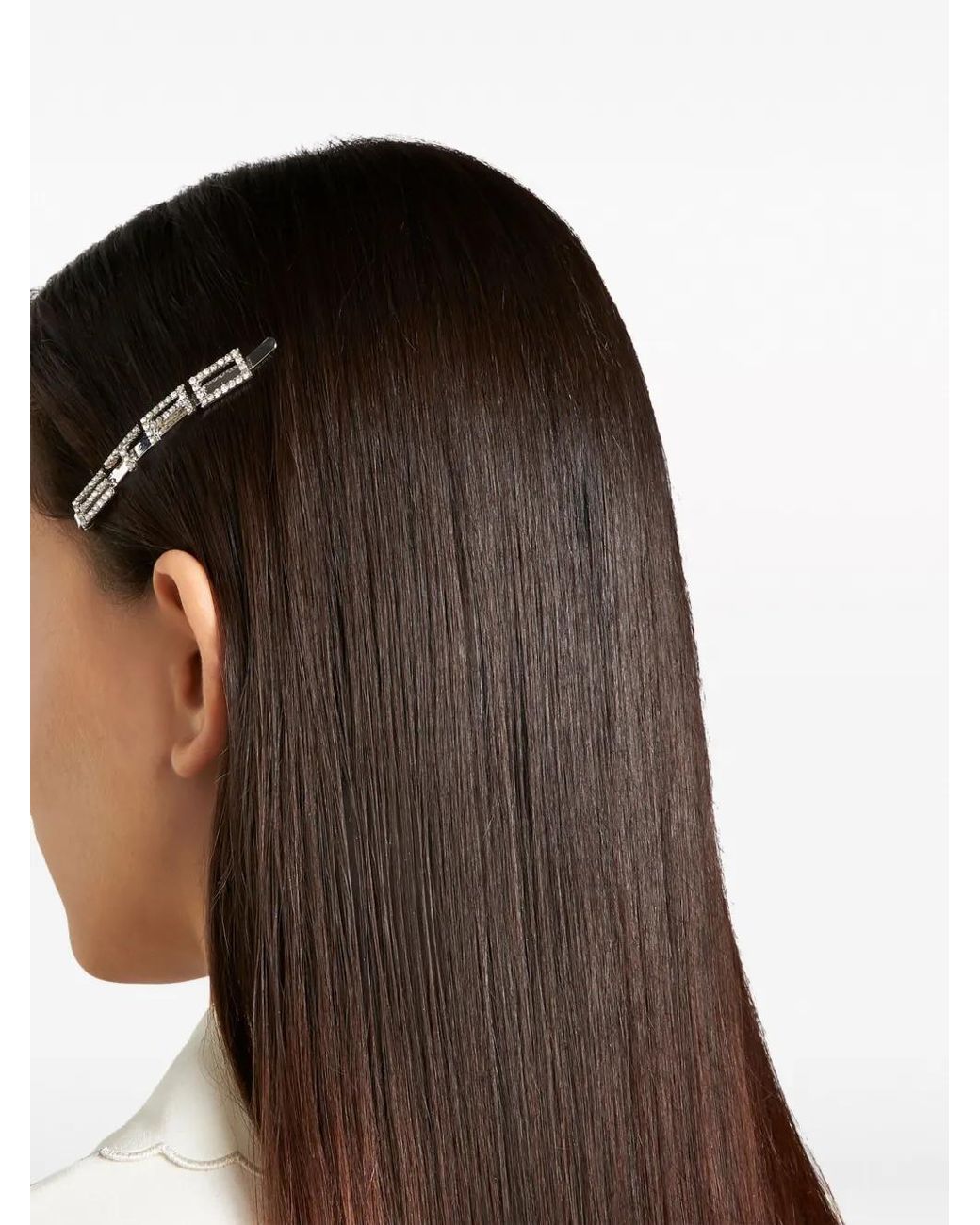 Etro Metallic Rhinestone-Embellished Logo Hair Clip