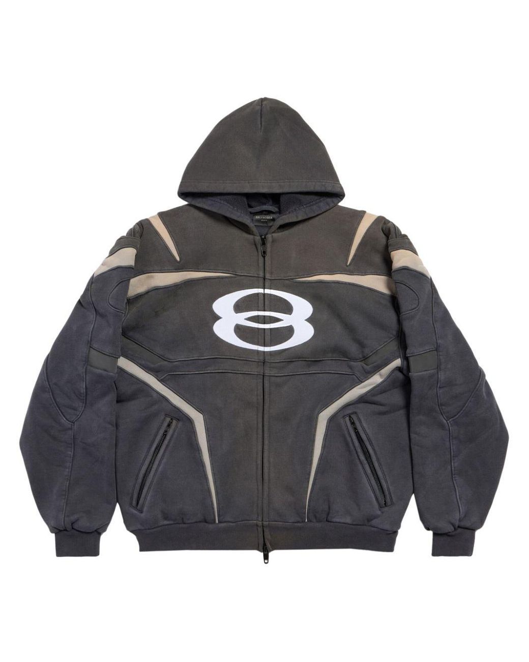 Balenciaga Unity Sports Icon Panelled Zip-Up Hoodie in Gray