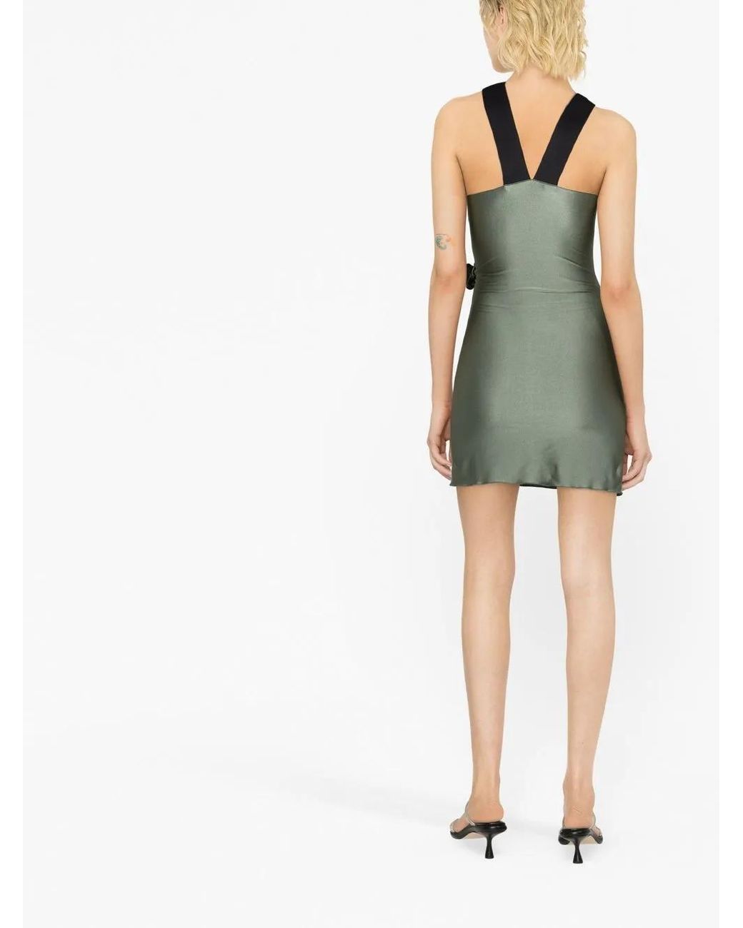 Coperni Green Crossover Strap Minidress