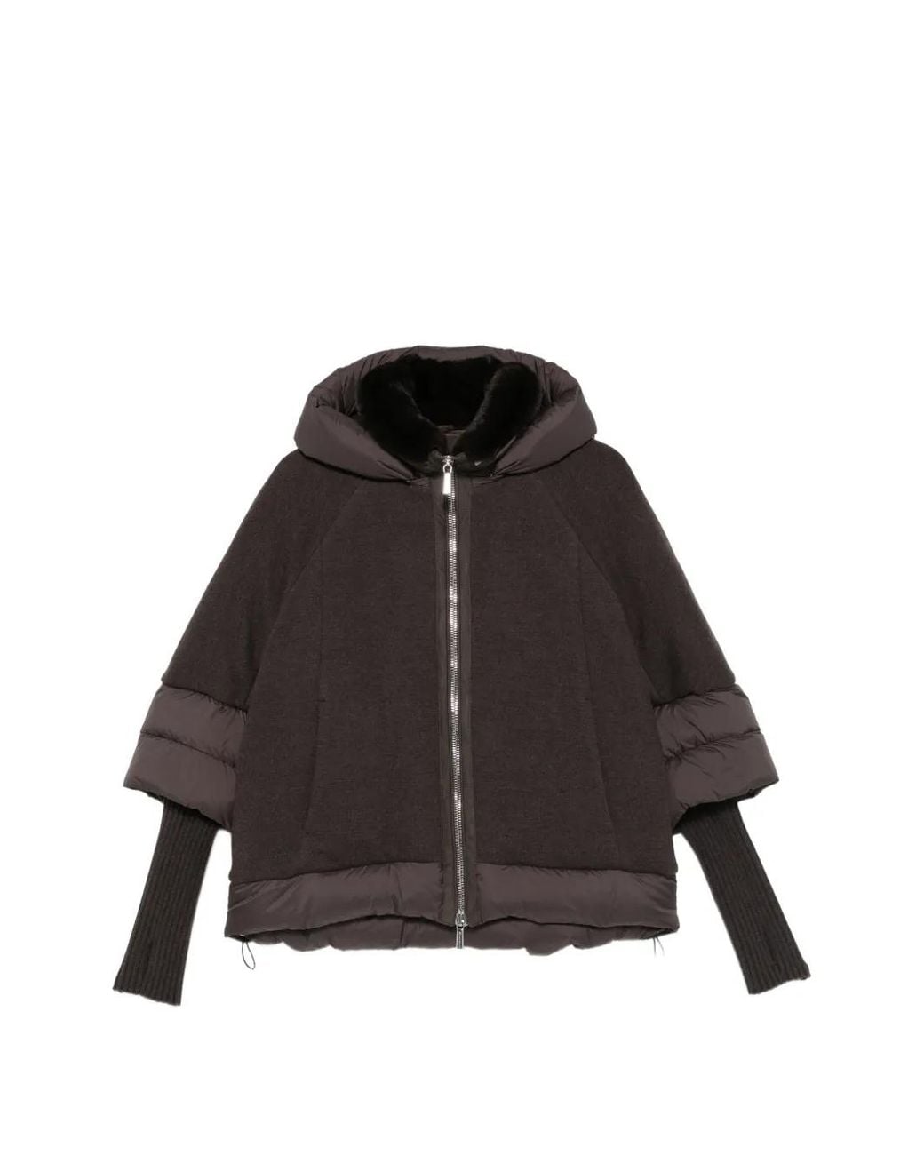 Moorer Black Medea Hooded Panelled Jacket