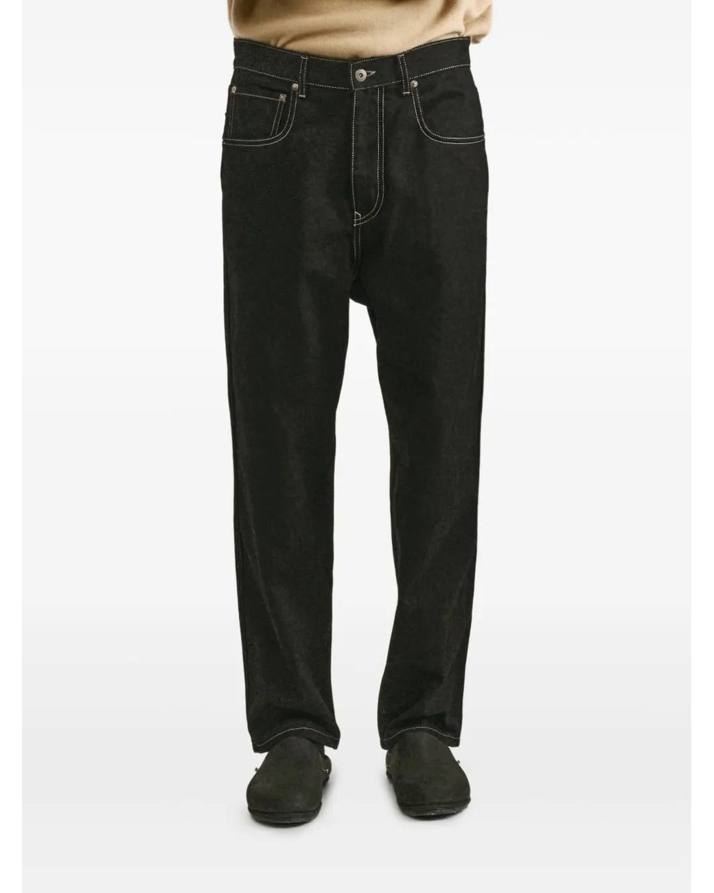 Casey Casey Black Leo Contrast-Stitch Jeans for men