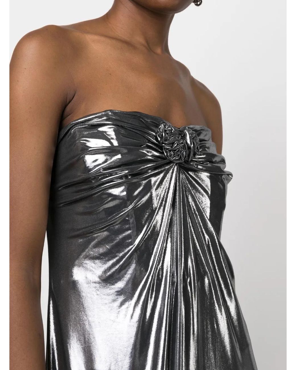 Magda Butrym Strapless Metallic Maxi Dress