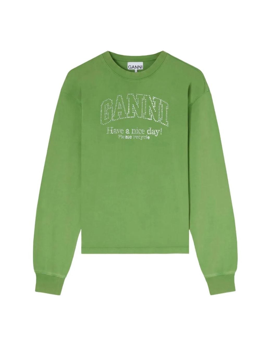 Ganni Green Daisy Duck Long-Sleeve T-Shirt