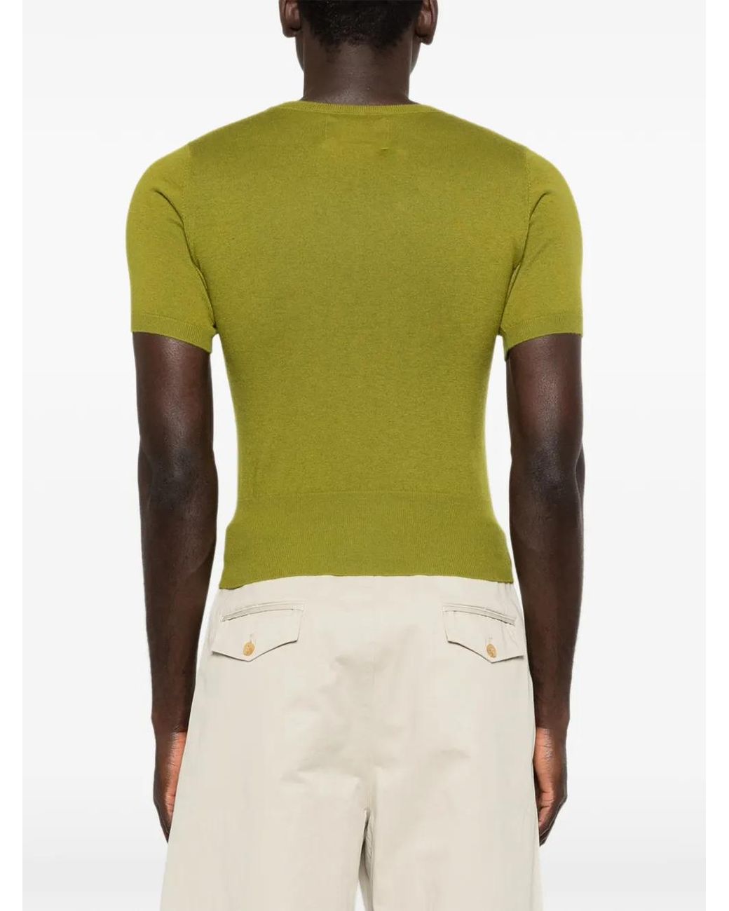 Extreme Cashmere Green Noor Fine-Knit Short-Sleeve Sweater