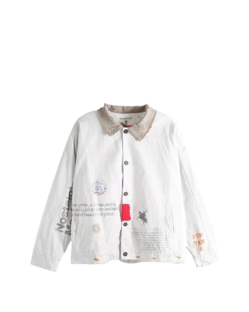 SAITOS White Graphic-Print Patch-Detail Cotton Jacket for men