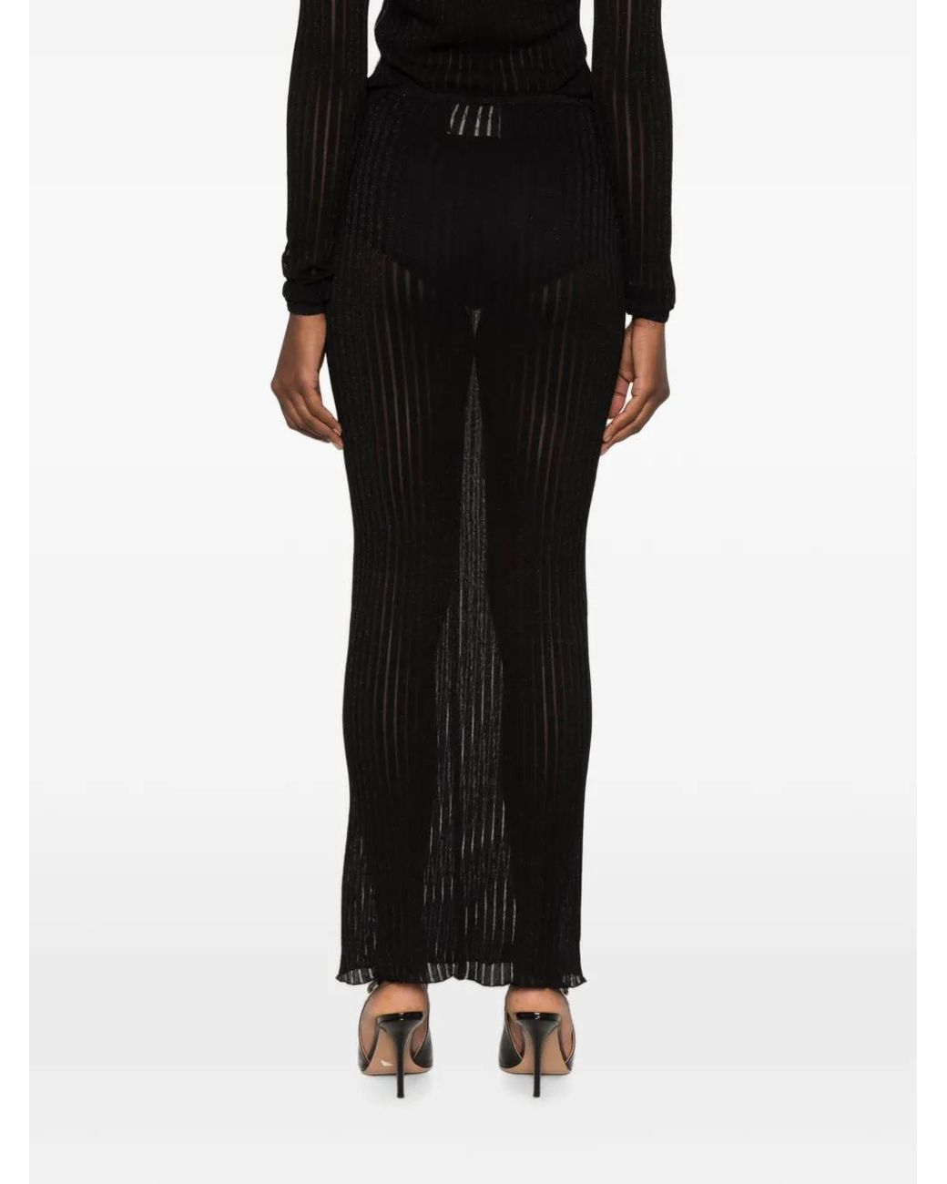 Dondup Black Sheer-Knit Maxi Skirt
