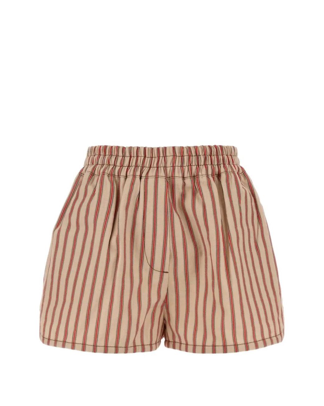 Fendi Brown Striped Logo-Patch Shorts