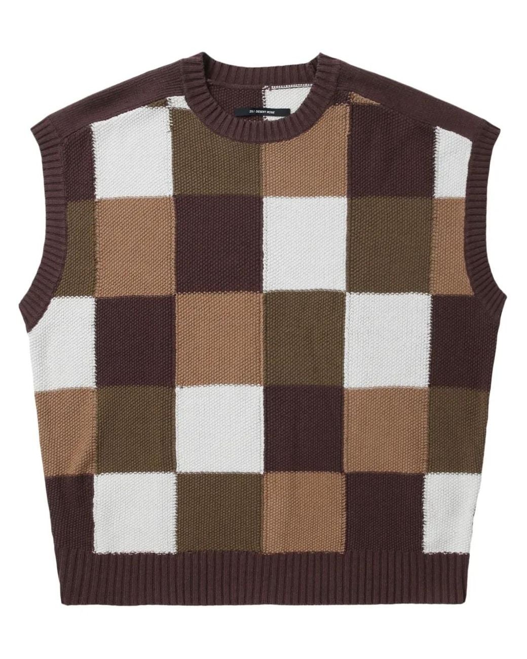 Song For The Mute Brown Checked Vest for men