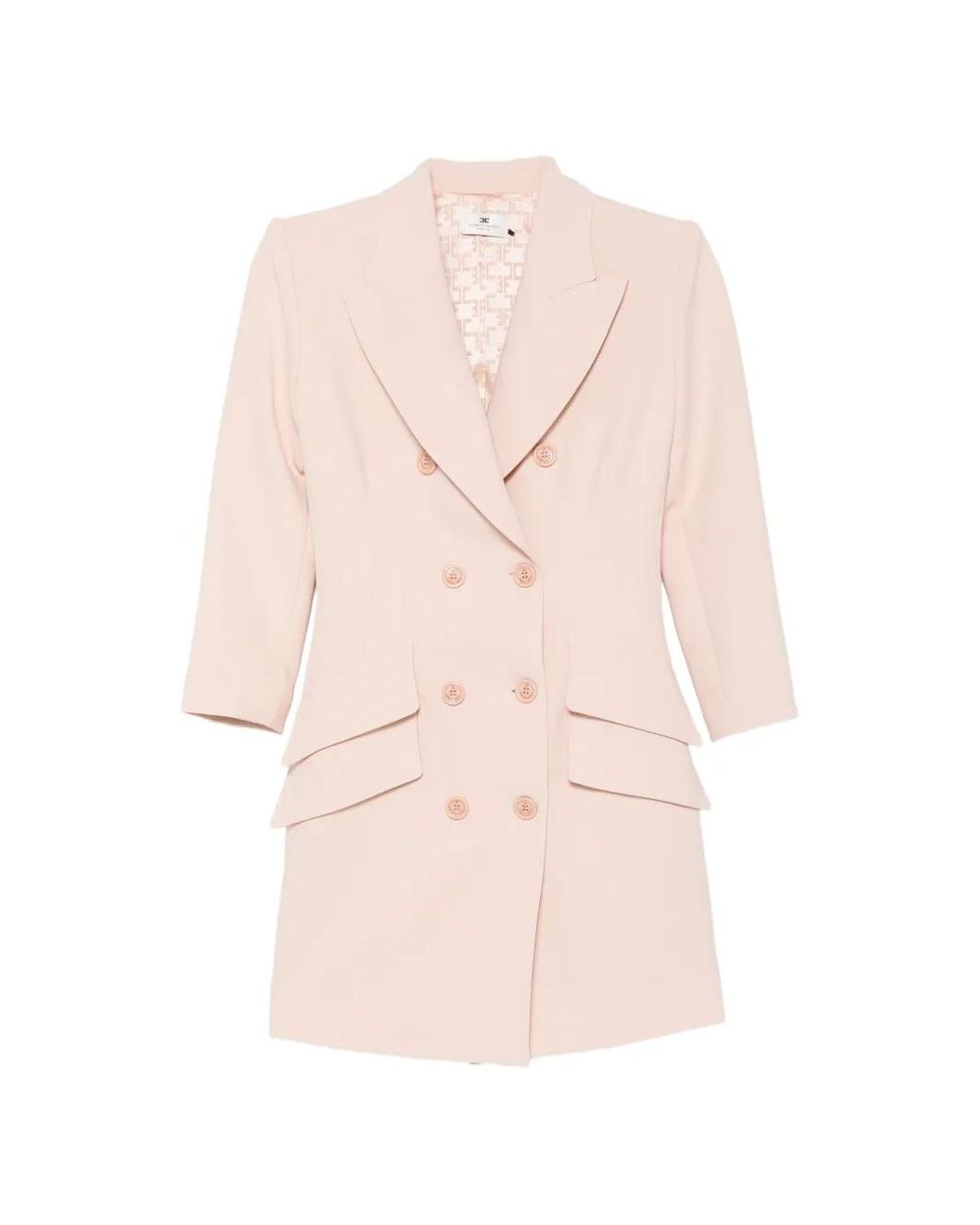 Elisabetta Franchi Pink Double-Breasted Peaked-Lapel Mini Dress