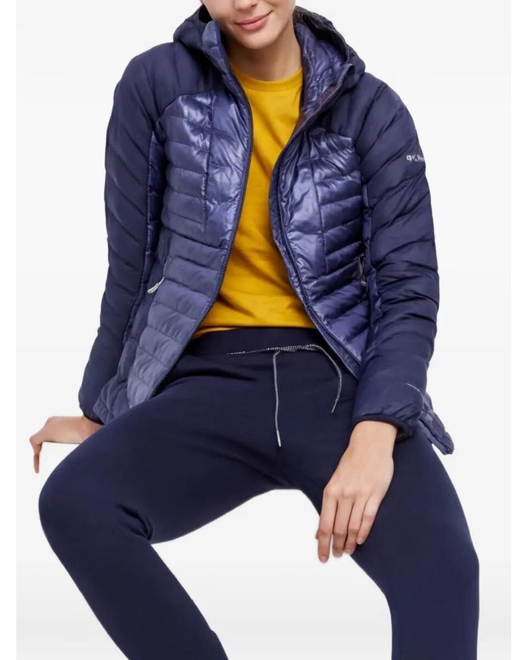 Columbia Blue Labyrinth Loop Hooded Puffer Jacket