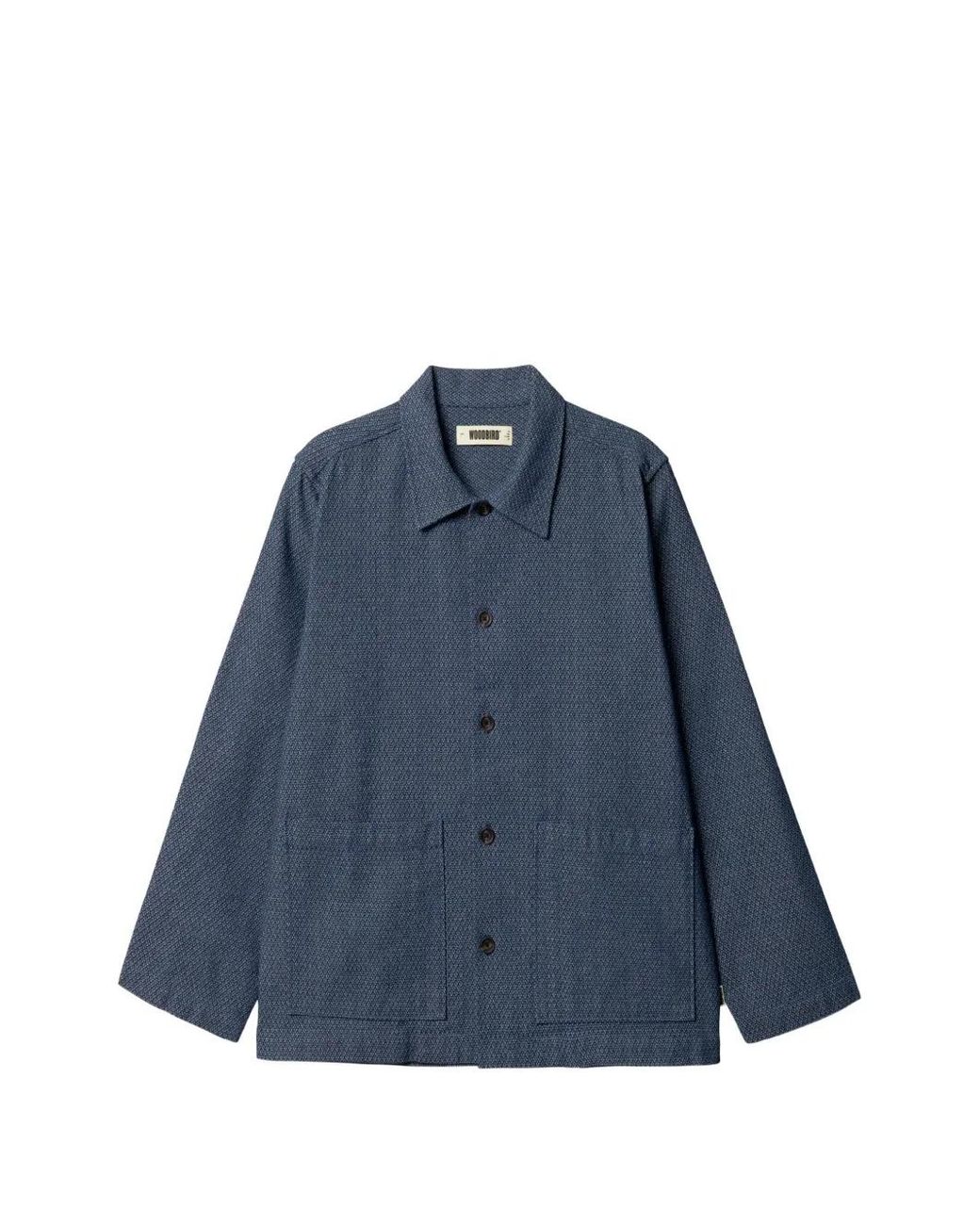 Woodbird Blue Blade Needle Patch-Pockets Shirt Jacket for men