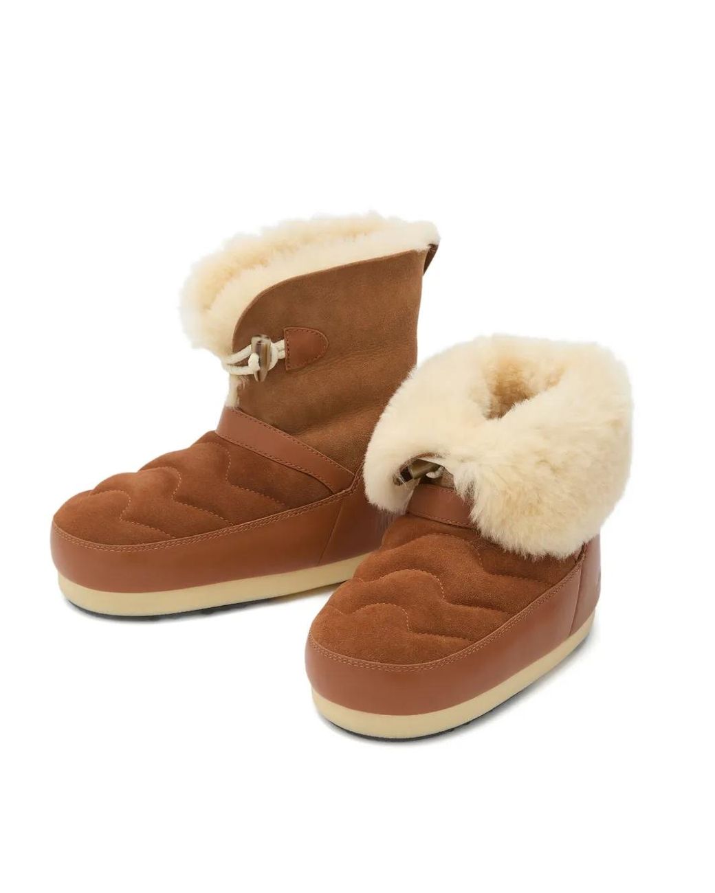 Moon Boot Brown Gesteppte Evx Stiefel Aus Shearling