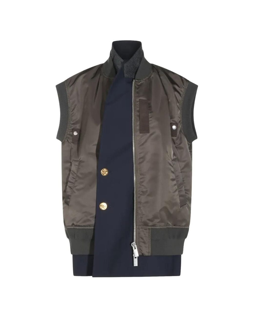 Sacai Gray Layered Bomber-Style Gilet