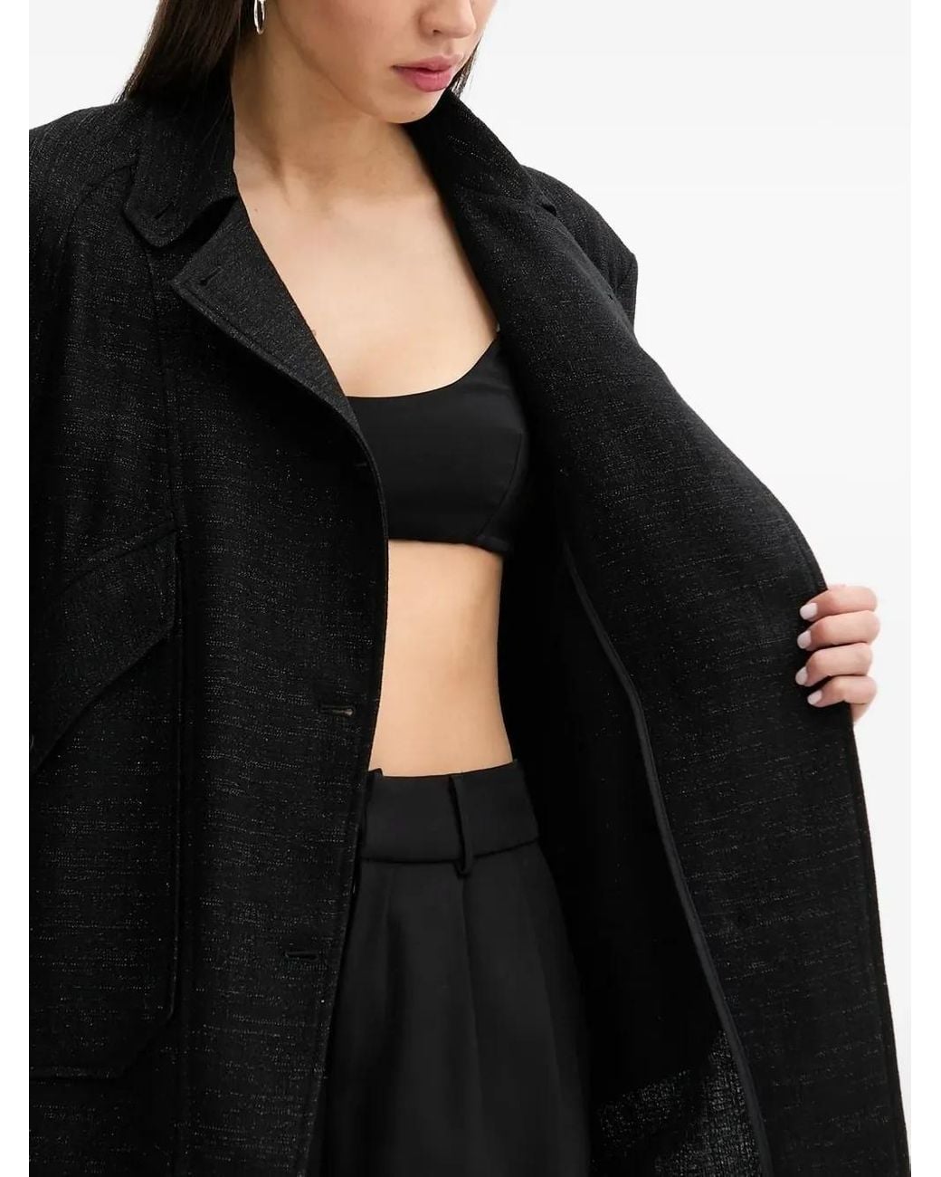 IRO Black Double-Breasted Lurex Overshirt