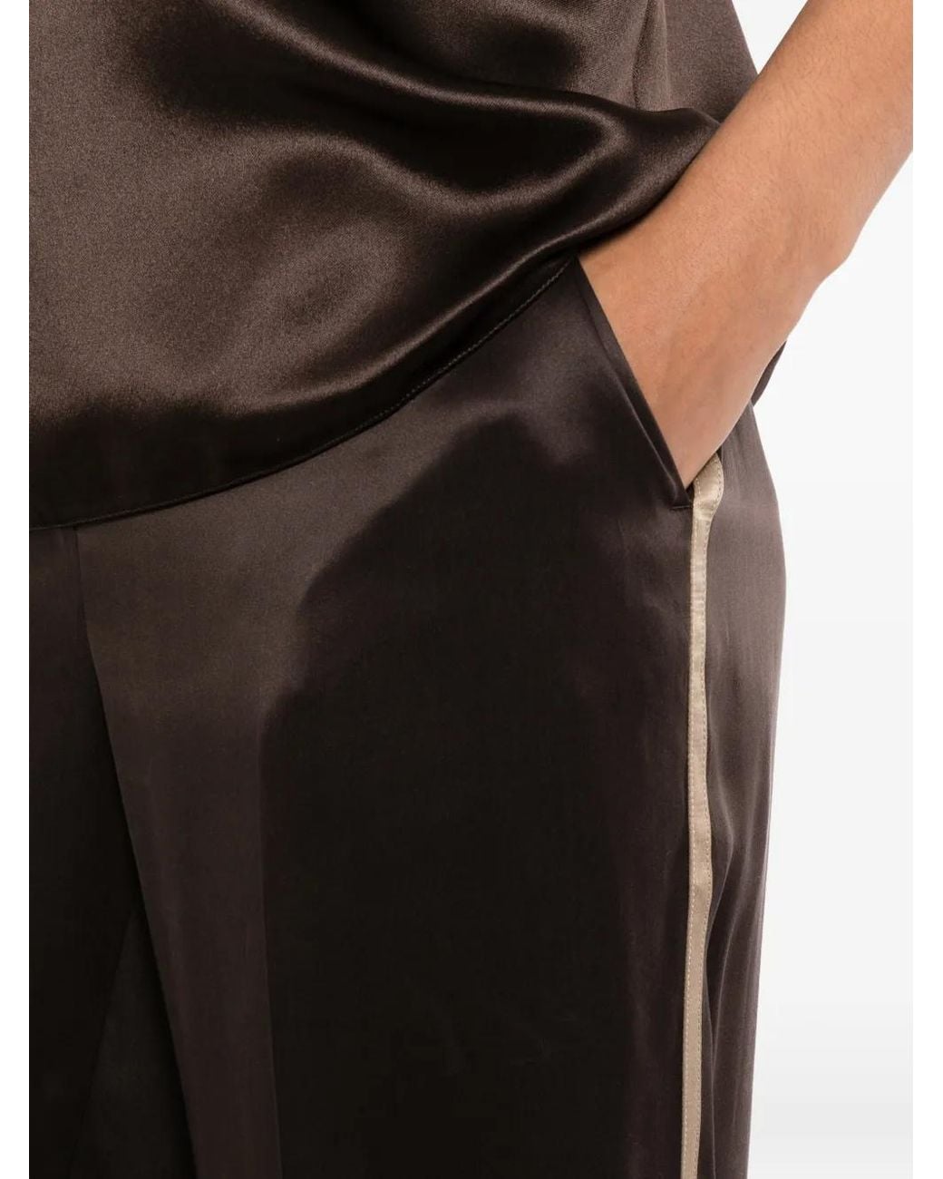 Tom Ford Brown Pantalon Palazzo À Bande Latérale