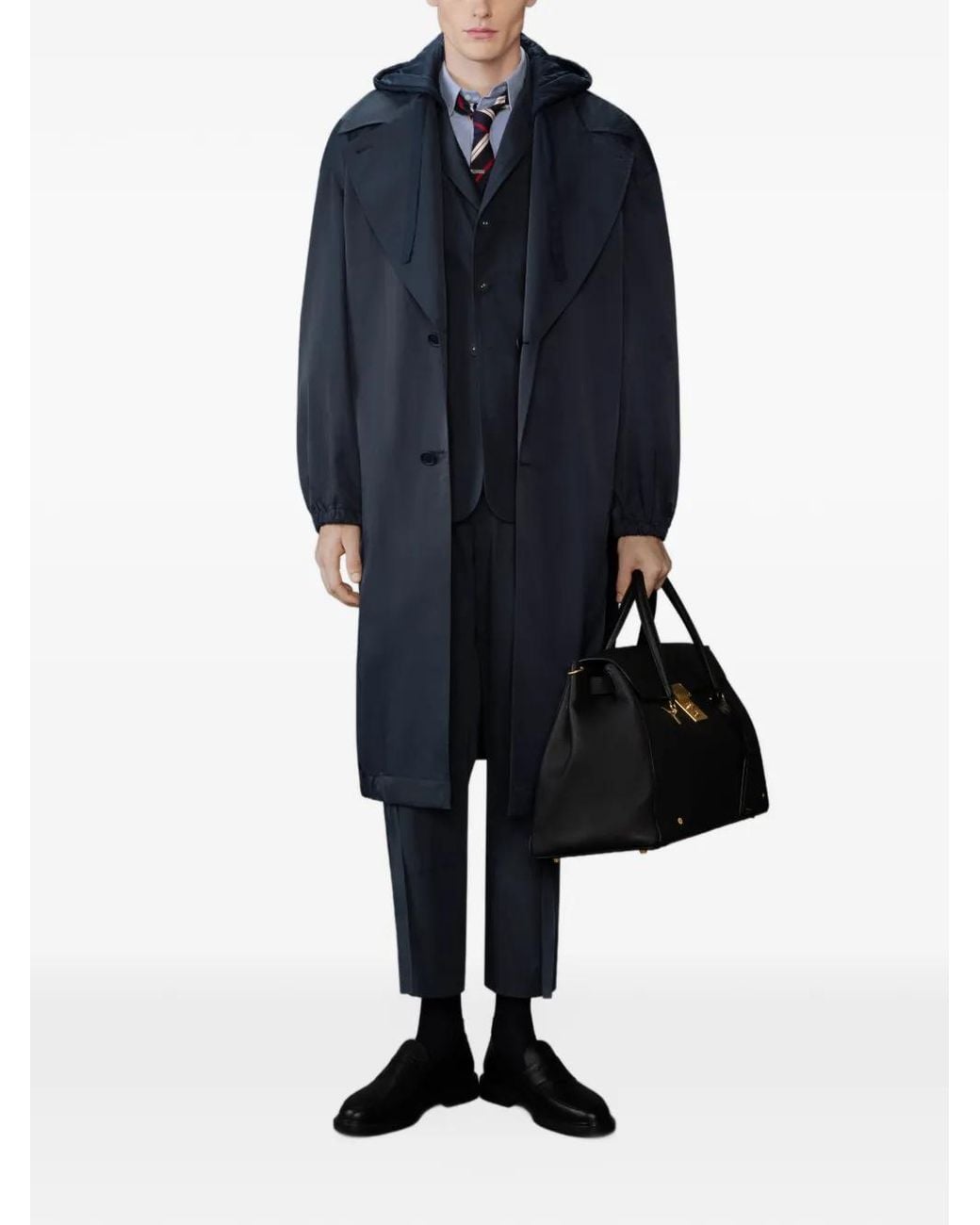 Thom Browne Blue Cocoon Windbreaker Coat for men