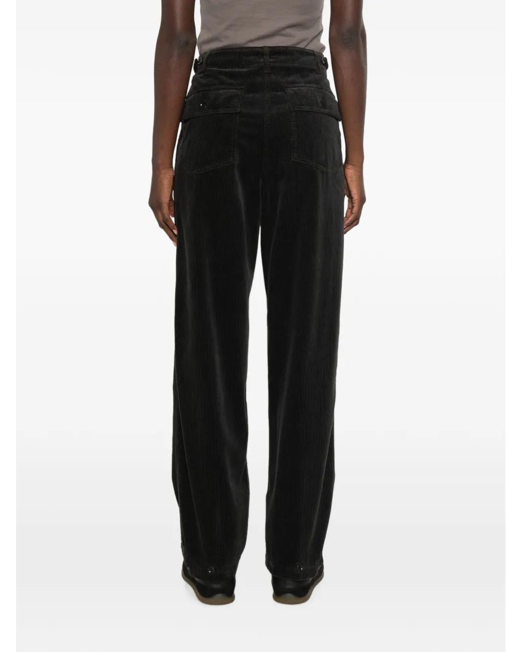 Aspesi Black Corduroy Patch-Pocket Trousers