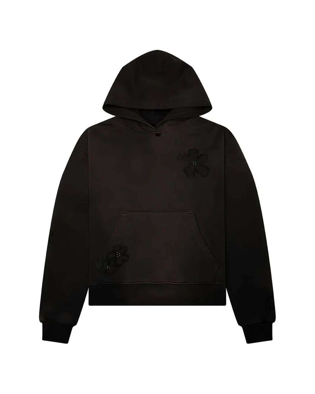 NAHMIAS Black Flower-Patch Hoodie for men