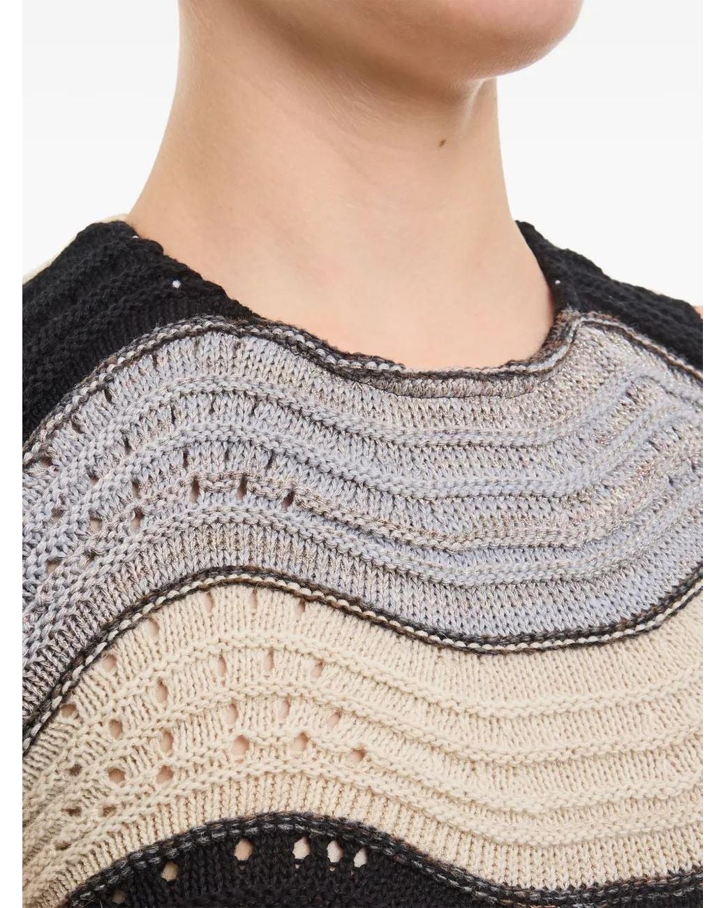 VITELLI Green Wave-Pattern Top