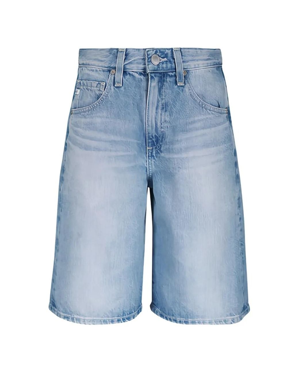 AG Jeans Blue Hattie Faded-Effect Denim Shorts