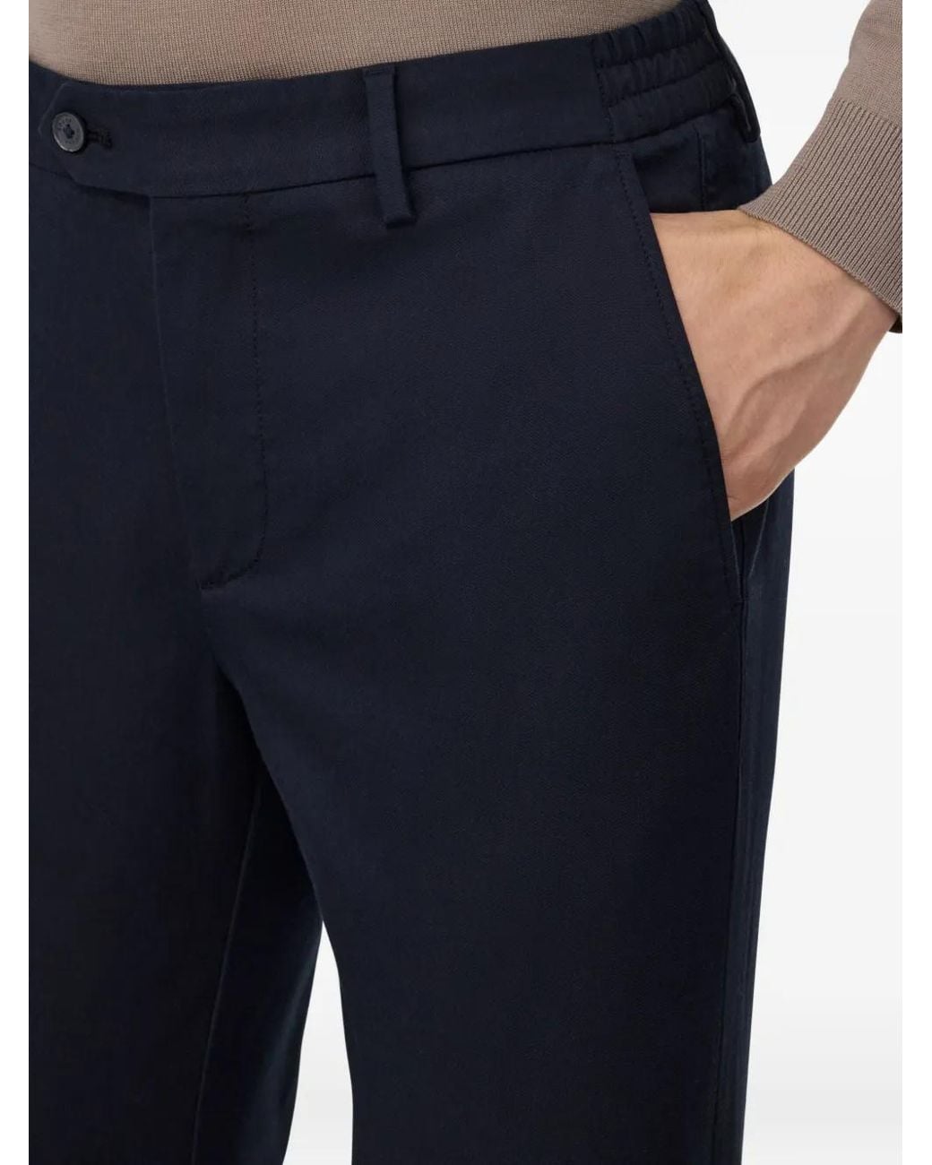 Boggi Blue Stretch Cotton Trousers for men