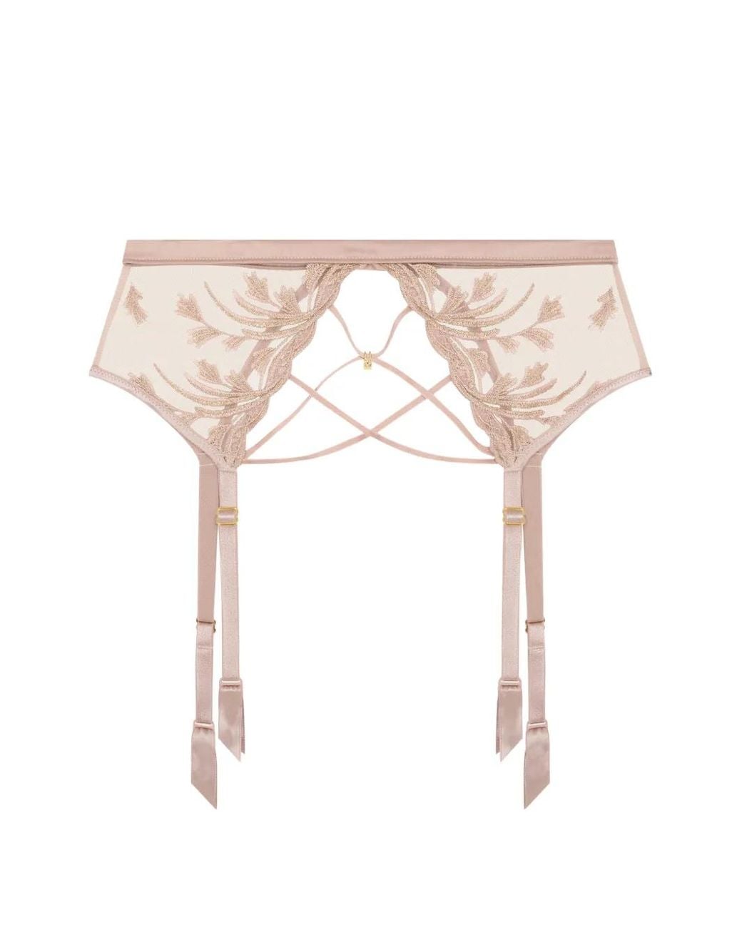 Aubade White Cosmic Romance Embroidered Suspender Belt