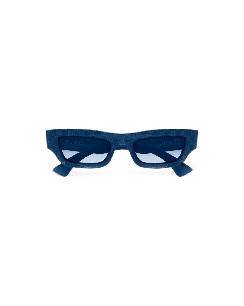 Gucci Blue Gg Supreme Rectangle-Frame Sunglasses for men