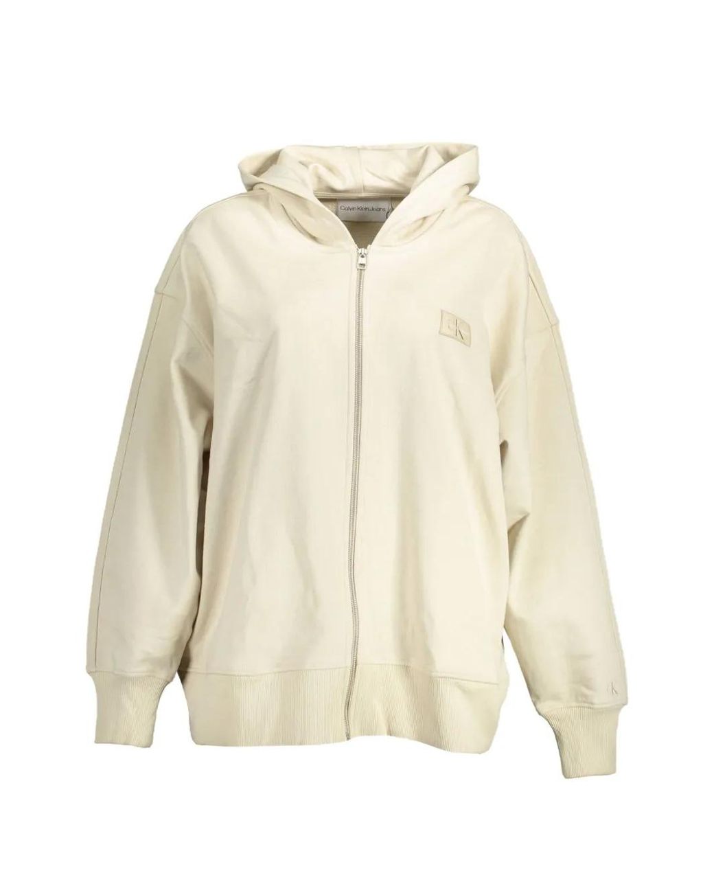 Calvin Klein Natural Logo-Patch Zip-Up Hoodie
