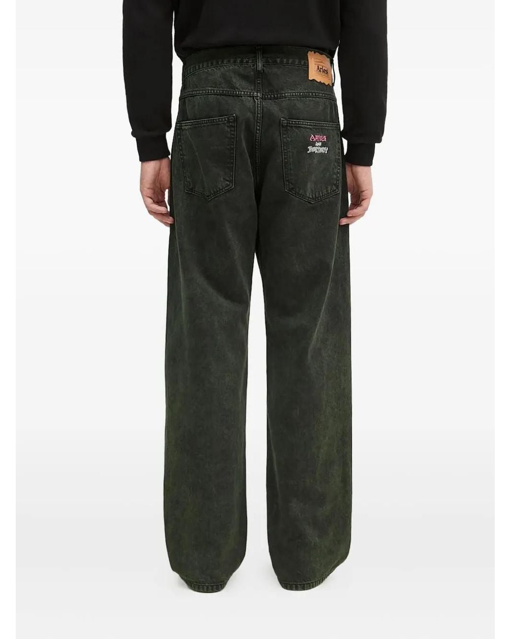 Aries Black Logo-Patch Jeans for men