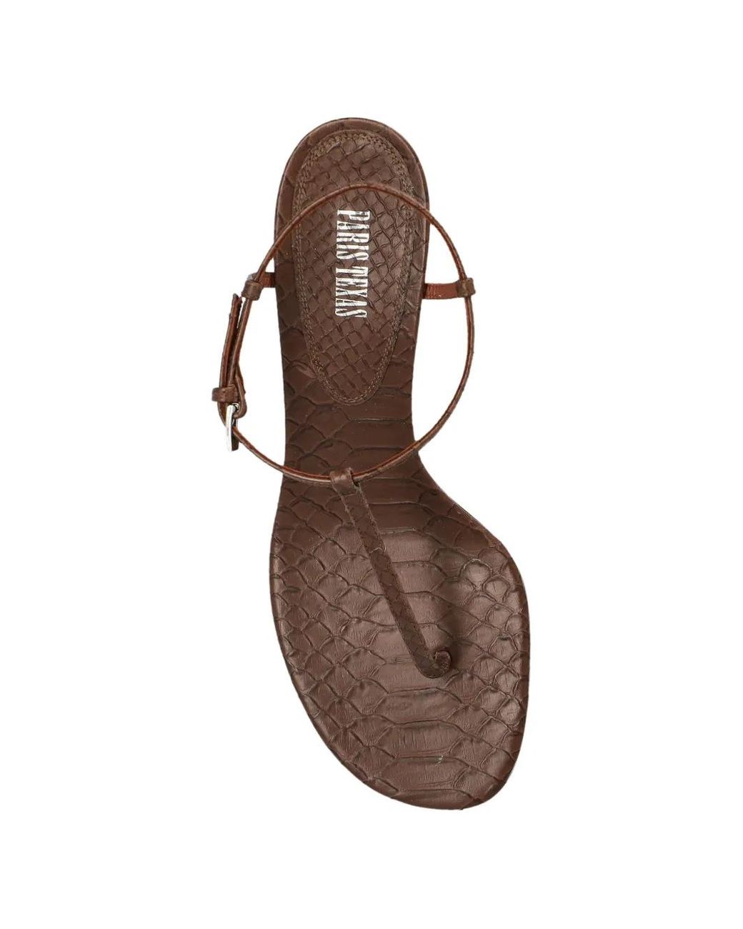 Paris Texas White Crocodile-Effect Leather Sandals