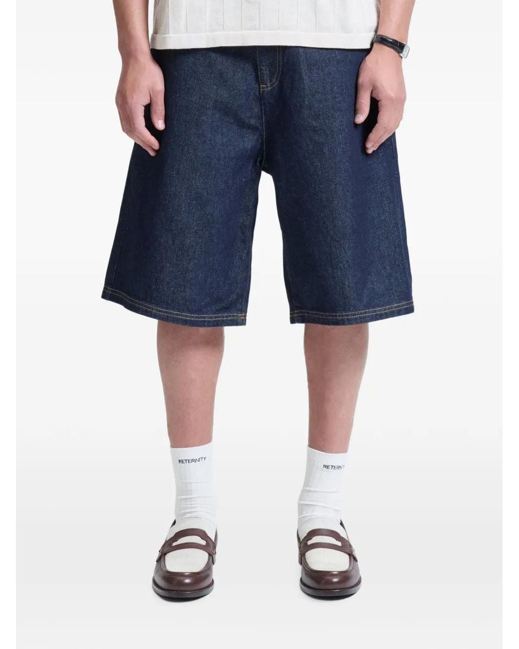 RETERNITY Blue Essential Cotton Denim Shorts for men