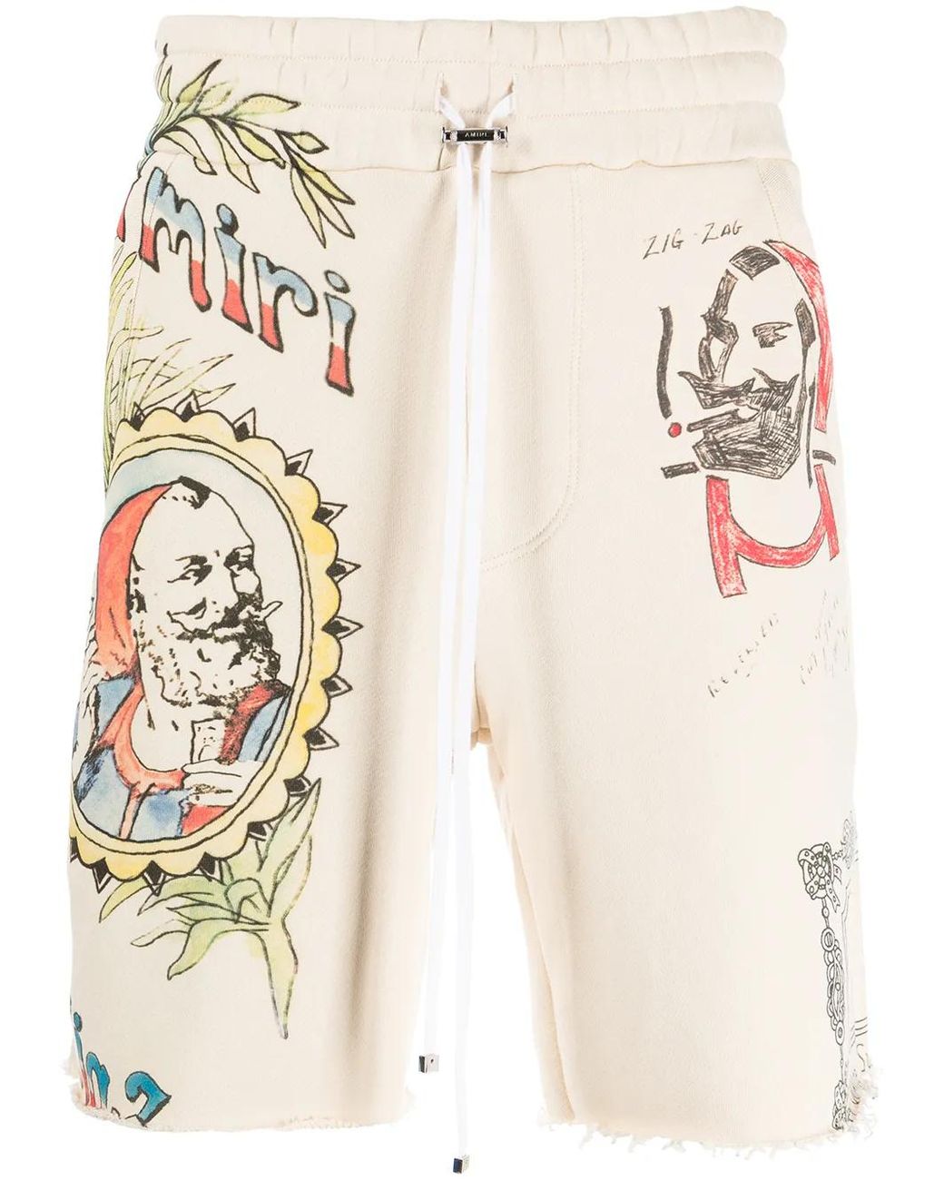 Amiri Natural Zig-Zag Printed Shorts for men