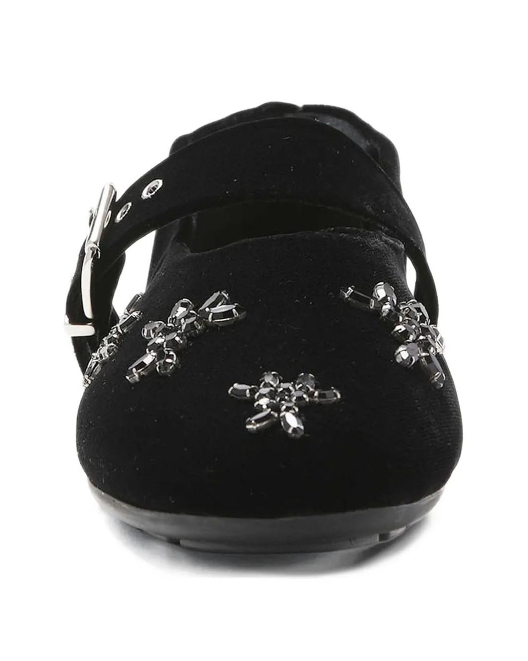 Simone Rocha Black Crystal-Embellished Buckle-Strap Ballet Flats