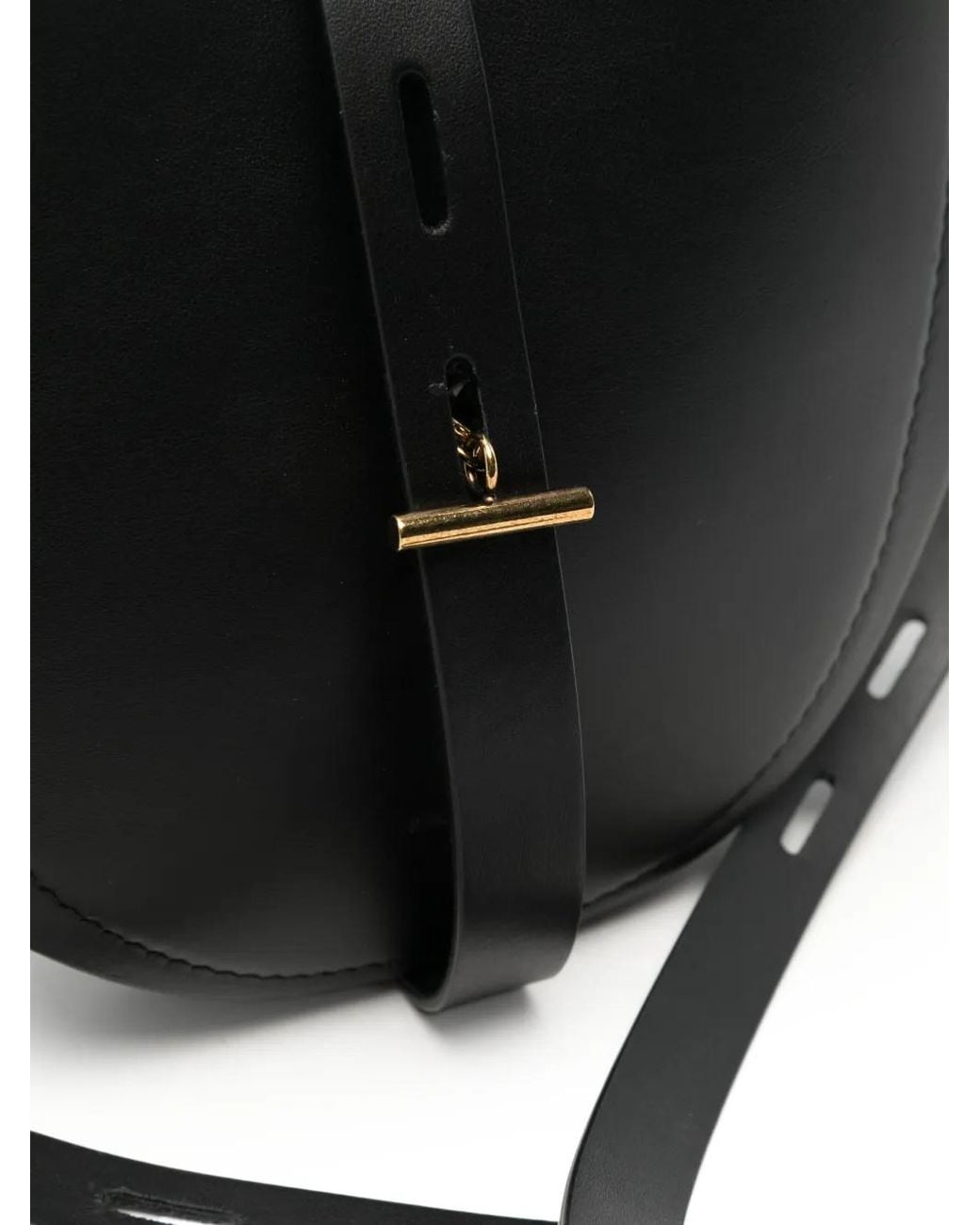 MINOBOSSI Black Lilly Curved Leather Shoulder Bag