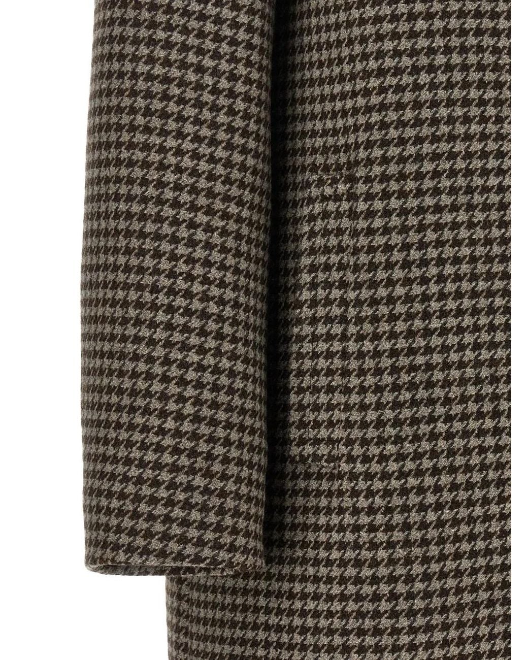 Tagliatore Gray Jane Houndstooth-Pattern Coat
