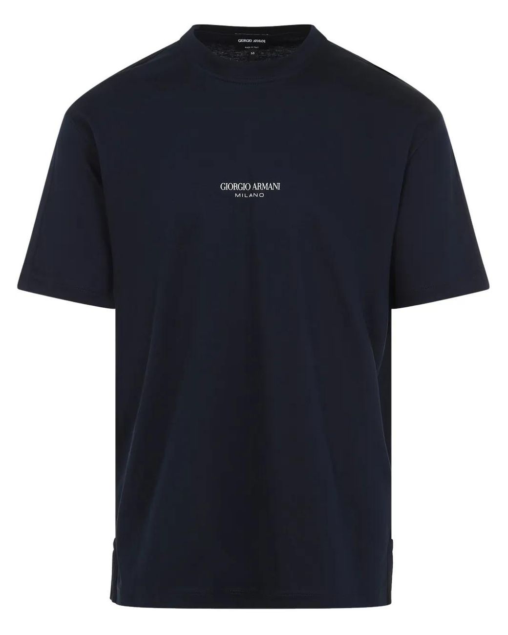 Giorgio Armani Blue Logo-Emblazoned Crew Neck T-Shirt for men
