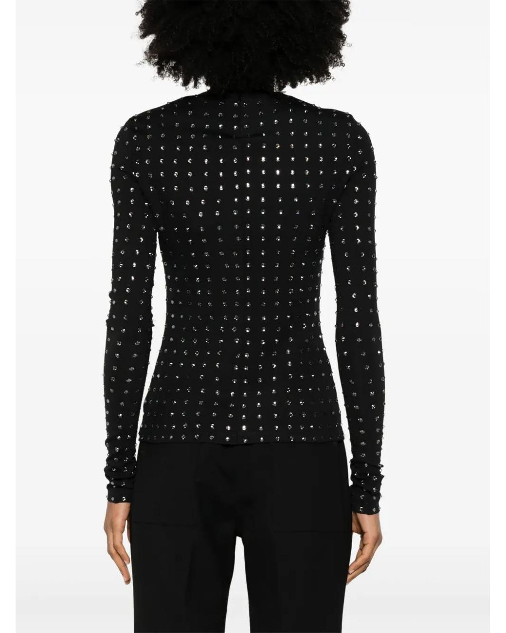 Sportmax Black Long-Sleeved Top With Rhinestone Embellishments