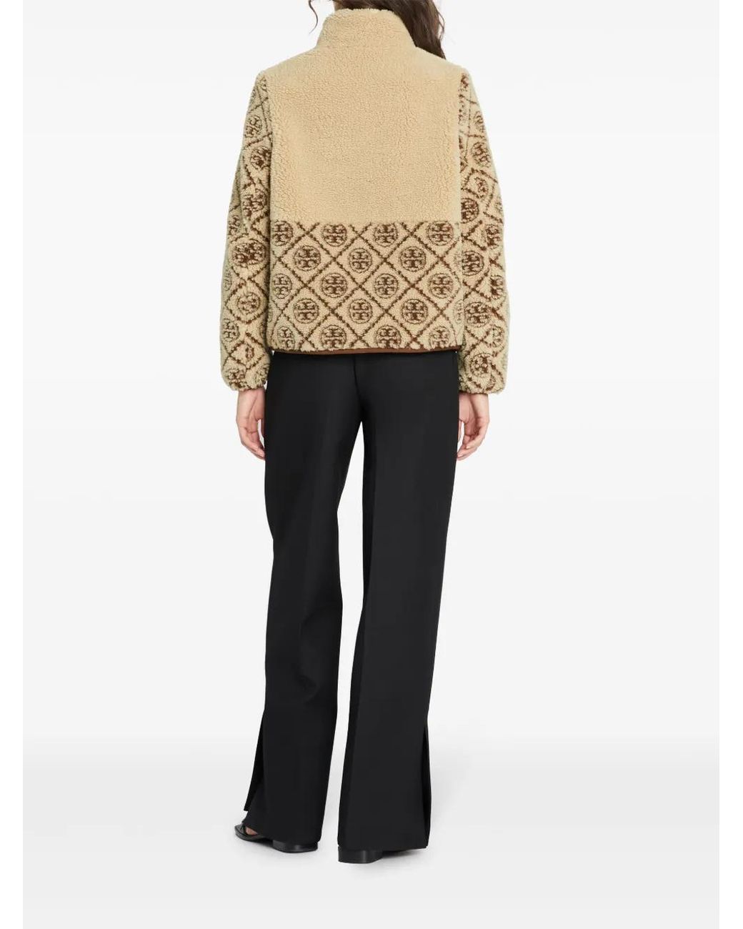 Tory Burch Natural T Monogram Fleece Jacket