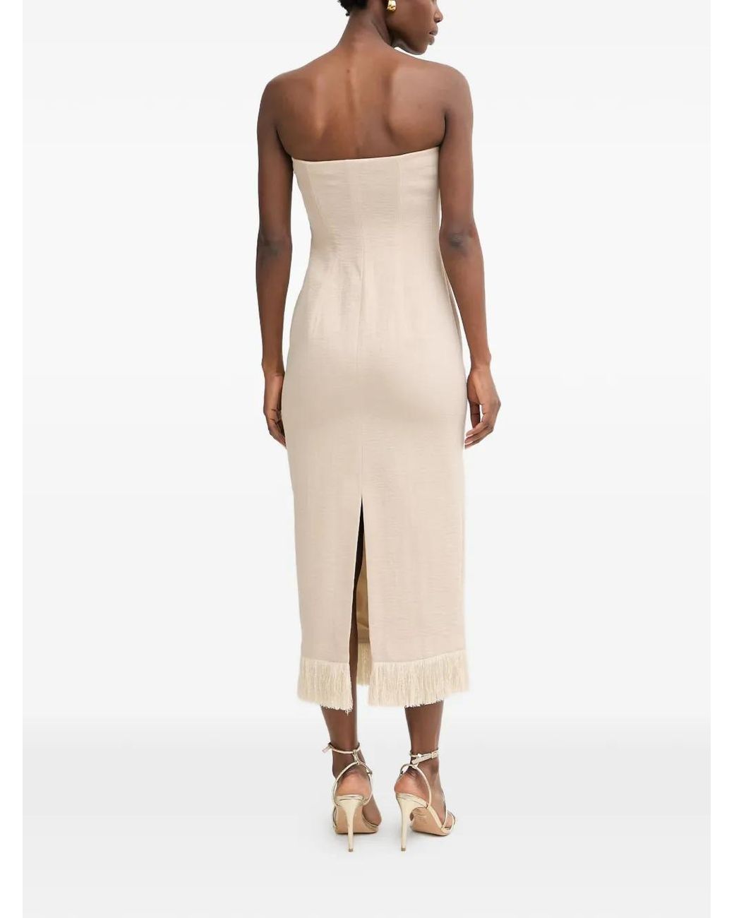 SIMONA CORSELLINI Natural Robe-Bustier À Ourlet Frangé
