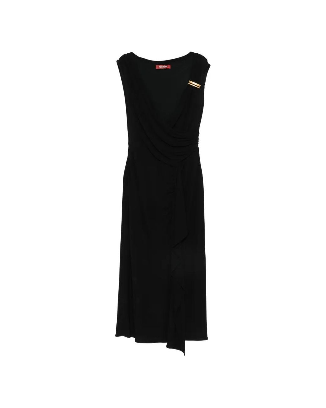Max Mara Black Ruched-Detail Draped Dress