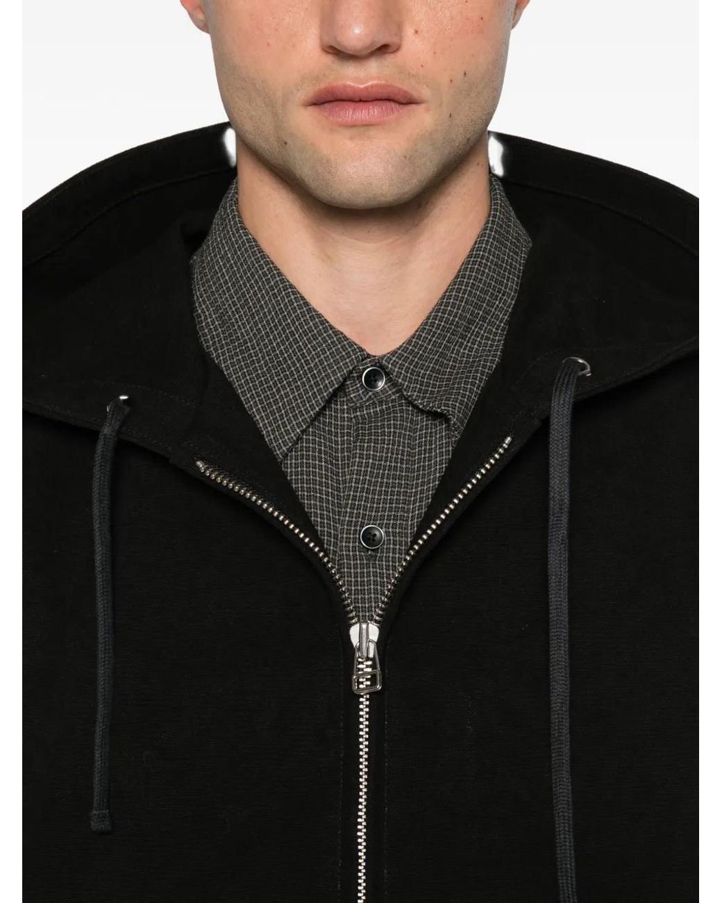 SAGE NATION Black Drawstring-Hood Zip-Up Jacket for men